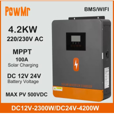 Інвертор 4,2 (2,3) кВт на різні напруги АКБ з WiFi PowMr POW-HVM4.2K-24V-D 4200W-24V / 2300W-12V Інвертор 4,2 (2,3) кВт на різні напруги АКБ з WiFi PowMr POW-HVM4.2K-24V-D 4200W-24V / 2300W-12V